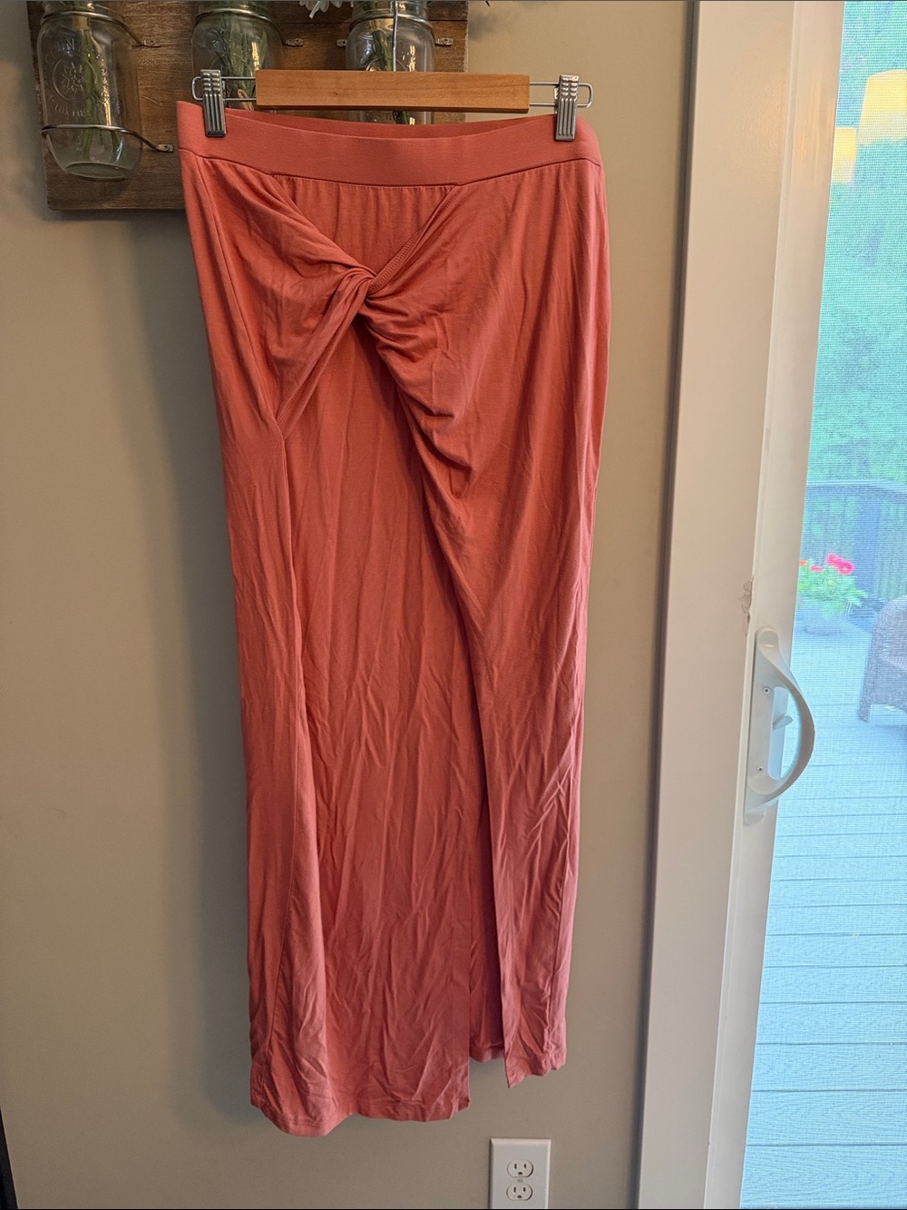 Anthropologie Twisted-Front Maxi Skirt in Coral